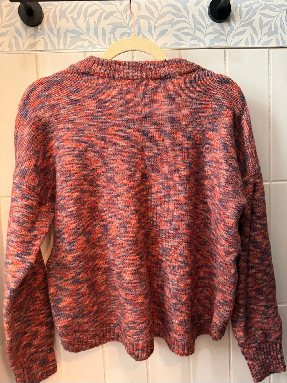 Madewell Marled Pink & Blue Crewneck Sweater